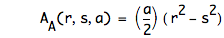function(A_A,r,s,a)=[a/2]*[r^2-s^2]