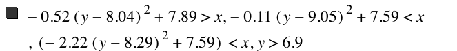 -(0.52*[y-8.039999999999999]^2)+7.89>x,-(0.11*[y-9.050000000000001]^2)+7.59<x,[-(2.22*[y-8.289999999999999]^2)+7.59]<x,y>6.9