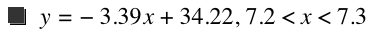 y=-(3.39*x)+34.22,7.2<x<7.3