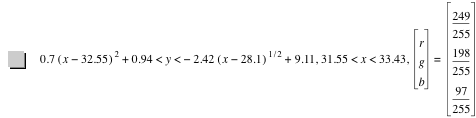 0.7*[x-32.55]^2+0.9399999999999999<y<-(2.42*[x-28.1]^(1/2))+9.109999999999999,31.55<x<33.43,vector(r,g,b)=vector(249/255,198/255,97/255)