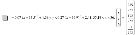 -(0.07000000000000001*[x-33.5]^3)+1.39<y<0.27*[x-36.9]^3+2.41,35.18<x<36,vector(r,g,b)=vector(249/255,198/255,97/255)
