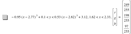 -(0.95*[x-2.77]^3)+0.1<y<0.53*[x-2.82]^3+3.12,1.62<x<2.33,vector(r,g,b)=vector(249/255,198/255,97/255)
