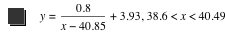 y=0.8/(x-40.85)+3.93,38.6<x<40.49