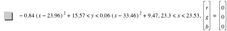 -(0.84*[x-23.96]^2)+15.57<y<0.06*[x-33.46]^2+9.470000000000001,23.3<x<23.53,vector(r,g,b)=vector(0,0,0)