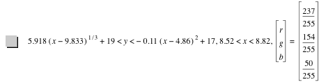 5.918*[x-9.833]^(1/3)+19<y<-(0.11*[x-4.86]^2)+17,8.52<x<8.82,vector(r,g,b)=vector(237/255,154/255,50/255)