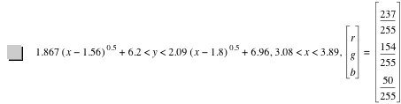 1.867*[x-1.56]^0.5+6.2<y<2.09*[x-1.8]^0.5+6.96,3.08<x<3.89,vector(r,g,b)=vector(237/255,154/255,50/255)