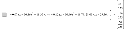 -(0.07000000000000001*[x-30.46]^2)+18.37<y<-(0.12*[x-30.46]^2)+18.79,28.03<x<29.36,vector(r,g,b)=vector(237/255,154/255,50/255)
