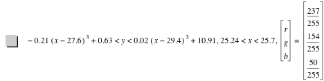 -(0.21*[x-27.6]^3)+0.63<y<0.02*[x-29.4]^3+10.91,25.24<x<25.7,vector(r,g,b)=vector(237/255,154/255,50/255)